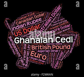 Ghanaische Cedi Bedeutung Devisen- und Wordcloud Stockfoto