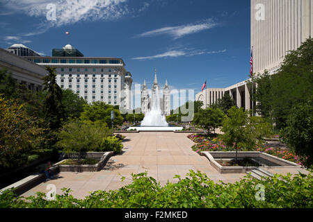 Salt Lake City, Utah - Mormonen Tempel in Temple Square. Stockfoto