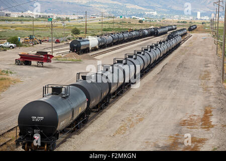 Salt Lake City, Utah - Waggons mit Rohöl. Stockfoto