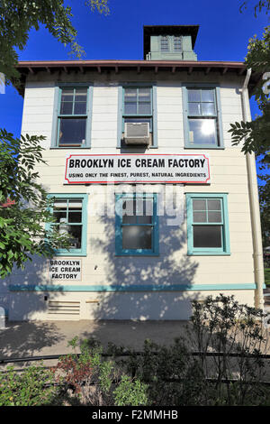 Die Brooklyn Ice Cream Factory unter der Brooklyn Bridge in Fulton Landing Park Brooklyn New York City Stockfoto