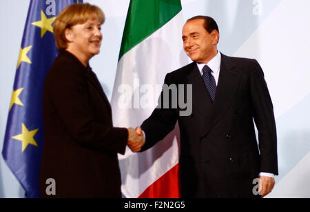 Angela Merkel, Silvio Berlusconi - Treffen des Italienischen Ministerpraesidenten Mit der dt. Bundeskanzlerin, Bundeskanzleramt, Stockfoto