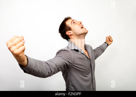 Aufgeregt Mann glücklich für seinen Sieg und Erfolg Stockfoto
