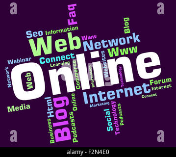 Online-Wort angibt, World Wide Web und Web Site Stockfoto