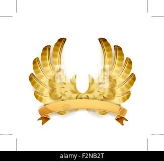 Flügeln, goldenem emblem Stock Vektor