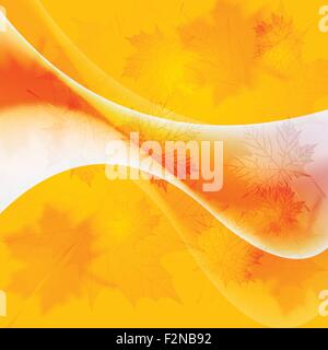 Abstrakte Herbst Hintergrund mit Wellen und Ahorn Blätter. Vektor-design Stock Vektor