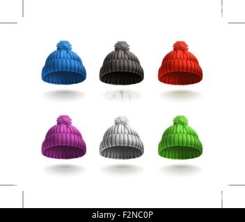 Strickmütze, Vektor-Icon-set Stock Vektor