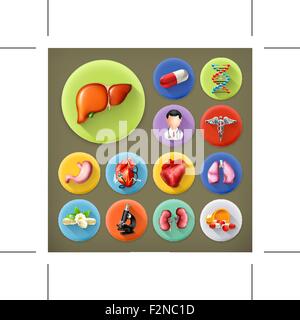 Medizin und Gesundheit, lange Schatten-Icon-set Stock Vektor