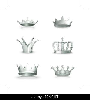Silberne Kronen, Vektor-set Stock Vektor
