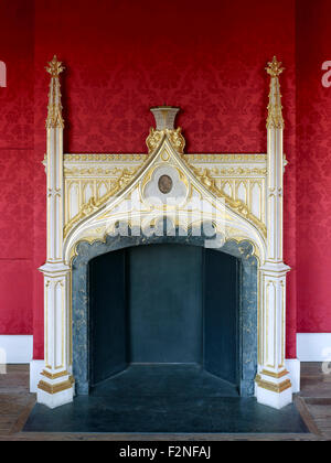 Geschnitzten Kamin von Portland (Naturstein), THE GREAT NORTH SCHLAFGEMACH. Strawberry Hill House, Twickenham, Großbritannien. Architekt: Ho Stockfoto