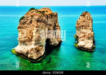 Ein Wahrzeichen von Beirut und ein sehr beliebtes Ausflugsziel für Einheimische und Touristen. Stockfoto