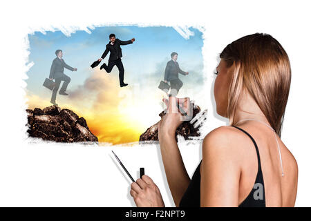 Lächelnde Künstlerin ertrinken Stockfoto