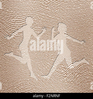 Abbildung von Mann und Frau zu beeindrucken, im Fingerabdruck Stockfoto