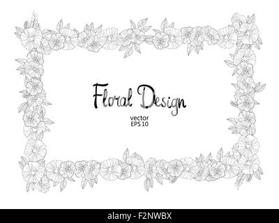 Floral Grenze mit skizzenhaften Blumen gemacht Stock Vektor