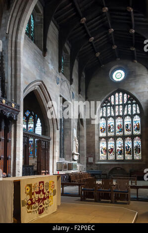 Glasfenster in der Kathedrale St. Nikolaus, Newcastle Upon Tyne, England, UK Stockfoto