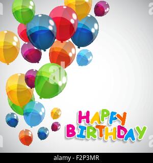 Farbe glänzend Ballons Happy Birthday Hintergrund Vektor Interessenvertreter Stock Vektor