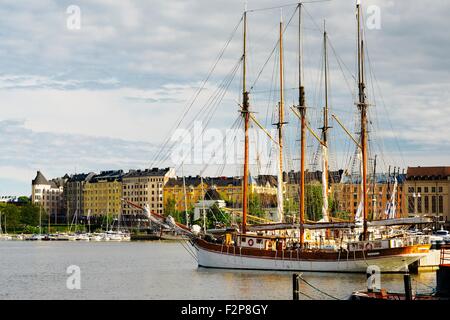 Helsinki, Finnland. Segelschiffe im Hafen von Pohjoissatama, Helsinki. Stockfoto