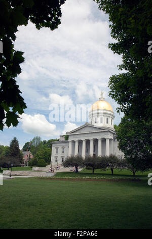 Seit 1859 hat das Vermont State House befohlen, die Landschaft von Montpelier, Vermont, die kleinste Hauptstadt in America, USA Stockfoto