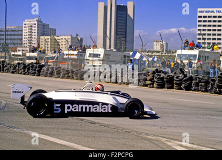 Nelson Piquet in seinem Brabham BMW BT49 US Grand Prix in Long Beach 1981 Stockfoto