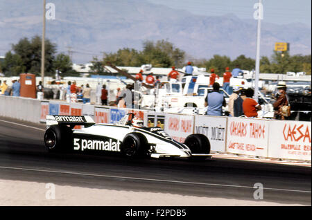 Nelson Piquet in einem Brabham BT49 beim amerikanischen GP in Las Vegas 1981 Stockfoto