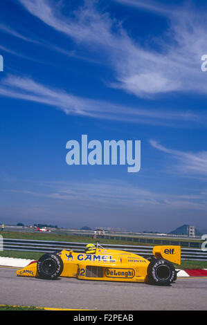 Ayrton Senna in seinem Lotus Stockfoto