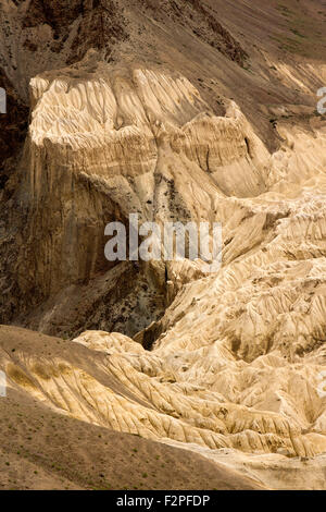 Indien, Jammu & Kaschmir, Lamayaru, Tal des Mondes, trockenen Wasser geformt Schlamm Landschaft Stockfoto