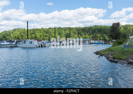 Pleasureboats vor Anker am Summersville Lake in West Virginia, USA Stockfoto