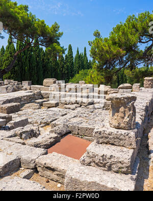 Die Ruinen der Tempel der Athena Polias auf Filérimos Rhodos Griechenland Europa Stockfoto