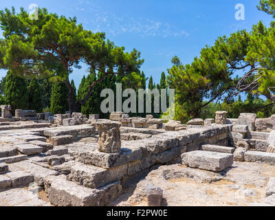 Die Ruinen der Tempel der Athena Polias auf Filérimos Rhodos Griechenland Europa Stockfoto