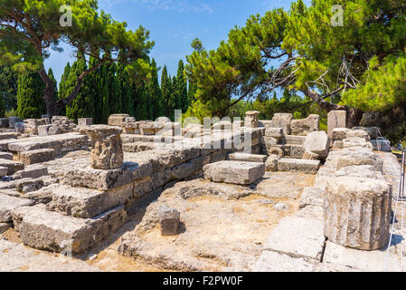 Die Ruinen der Tempel der Athena Polias auf Filérimos Rhodos Griechenland Europa Stockfoto