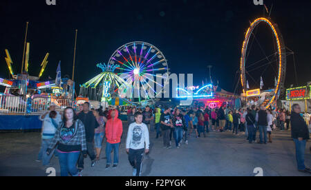 Hutchinson, Kansas. 18.09.2015 reitet auf halbem Weg Karneval Belustigung an Kansas State Fair in Hutchinson. Stockfoto