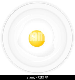 Platte mit Spiegelei, Messer und Gabel auf weißem Hintergrund. Vektor-Illustration. Stock Vektor