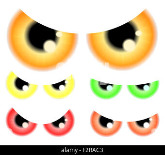 Satz von Happy Halloween-Spuk, beängstigend Augen, Augäpfel, Iris, Pupille.  Vektor-Illustration isoliert auf weißem Hintergrund. Stockfoto