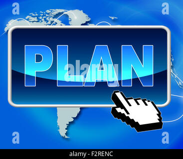 Schaltfläche "Plan" angibt, World Wide Web und Website Stockfoto