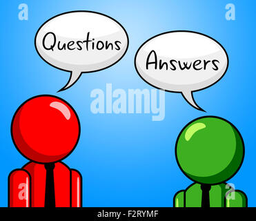 Fragen Antworten zeigen, hinterfragen Info und Faq Stockfoto