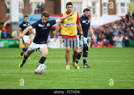 Gloucester, Großbritannien. 23. September 2015. Rugby-Weltmeisterschaft 2015 - Schottland gegen Japan, spielten im Kingsholm Stadium, Gloucestershire UK Credit: Peter Lopeman/Alamy Live News Stockfoto