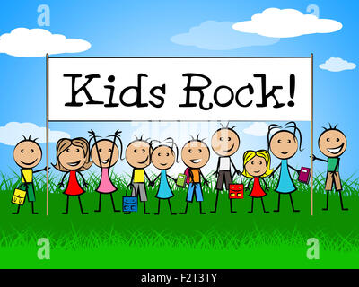 Kinder rocken Banner Bedeutung Freizeit und Spiel Stockfoto