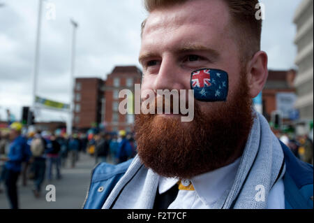 Cardiff, Wales, UK. 23. September 2015. Wales, Australiaversus Fuji in Cardiff Millennium Stadium während der WM. Bildnachweis: roger tiley/Alamy Live-Nachrichten Stockfoto