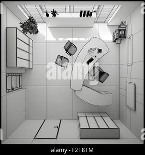 Inneren 3D-Rendering eines modernen Büros Stockfoto