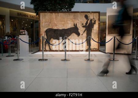 Banksy Graffiti auf dem Display vor versteigert in Los Angeles Stockfoto