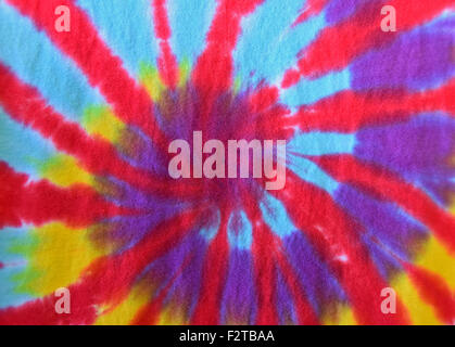 Retro-Tie-Dye abstrakte Muster auf Stoff. Stockfoto