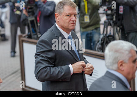 Brüssel, Belgien. 23. Sep, 2015. Ungarns Premier Victor Orban kommt für ein Sondergipfel der EU-Staatschefs auf die Flüchtlingskrise auf dem EU-Rat in Brüssel © Jonathan Raa/Pacific Press/Alamy Live News Stockfoto