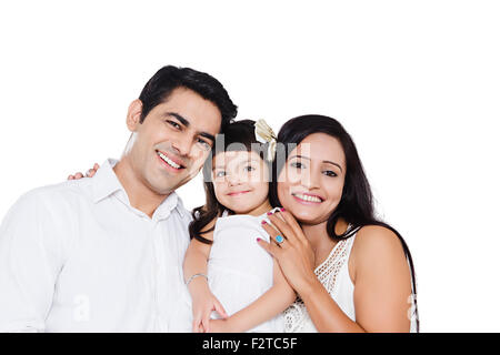 3 indischer Eltern und Tochter Pflege Stockfoto
