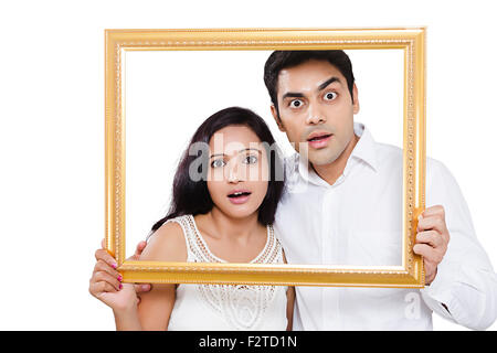 2 indische verheiratet paar Frame anzeigen Stockfoto
