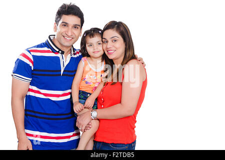 3 indischer Eltern und Tochter Pflege Stockfoto