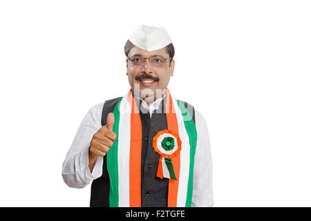1 indische erwachsenen Mann Politiker Thumbs Up anzeigen Stockfoto