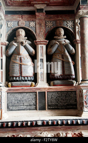 Walrond Denkmal in Marienkapelle, St. Michael Kirche, Aldbourne, Wiltshire, England UK Denkmal für zwei Brüder Stockfoto