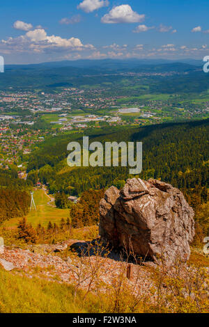 Panoramablick vom Jested Turm, Stadt Liberec, Tschechische Republik Stockfoto