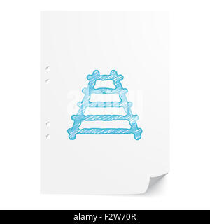 Blaue handgezeichneten Railroad Abbildung auf weißes Papier mit Textfreiraum Stockfoto