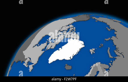 Arktische Nordpolarregion auf dem Planeten Erde, politische Karte Stockfoto