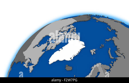 Arktische Nordpolarregion auf Globus, politische Karte Stockfoto